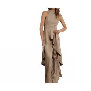 NEW MULLA eva hi-low hem dressy top and pleated pants set in bronze